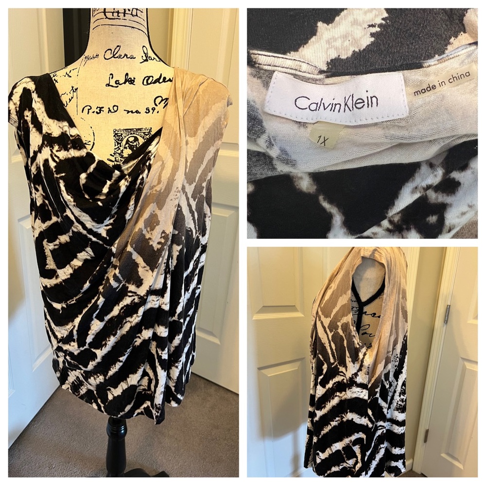 Calvin Klein 1X Cowl Neck Blouse, NWOT